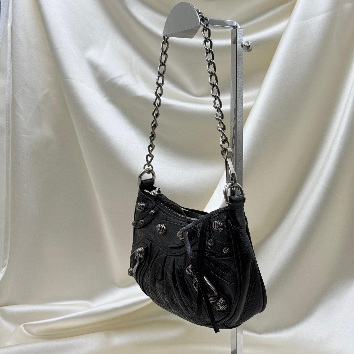 Balenciaga Le Cagole Mini Croc Embossed Leather Shoulder Bag Black Authentic - Image 3