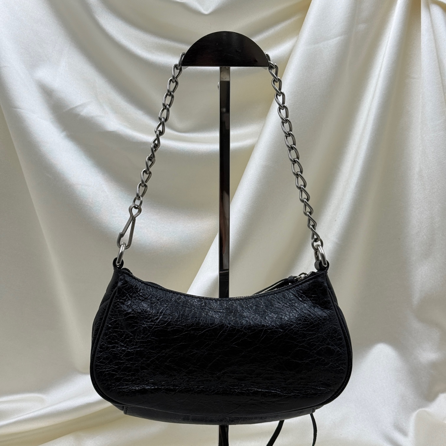 Balenciaga Le Cagole Mini Croc Embossed Leather Shoulder Bag Black Authentic - Image 5