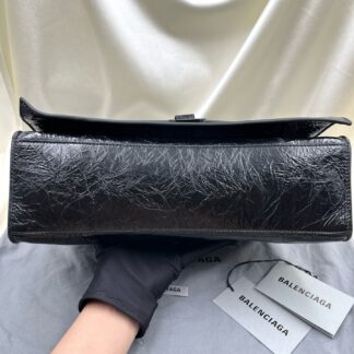 Balenciaga Crush Black Calf Leather Crossbody Bag Authentic