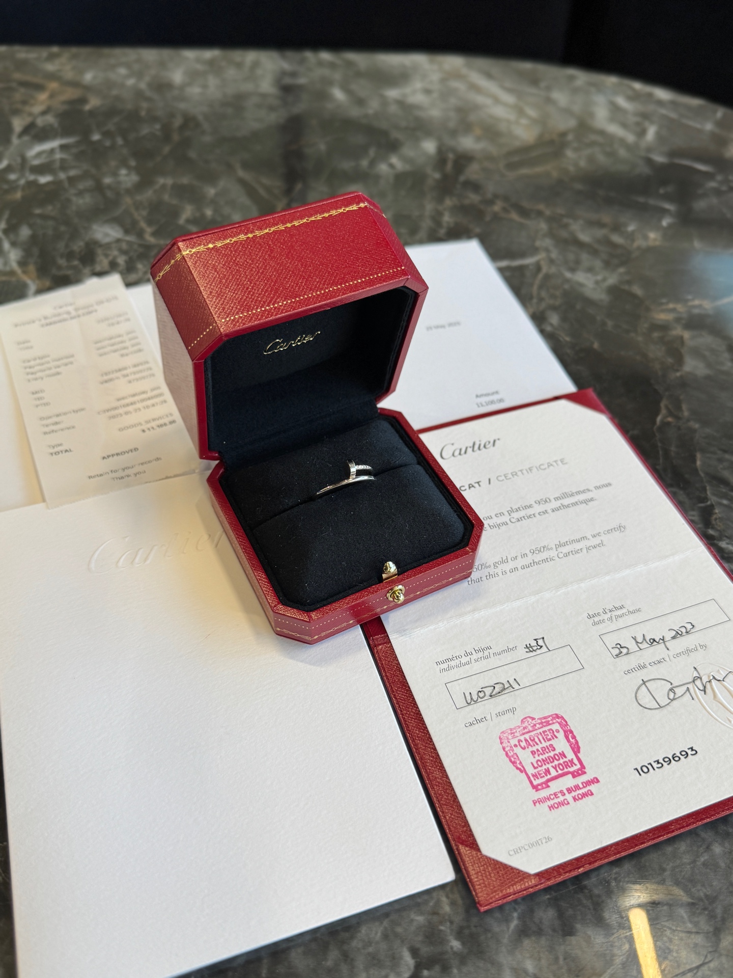 Cartier Narrow Love Ring White Gold 23 Full Set Perfect Condition Authentic