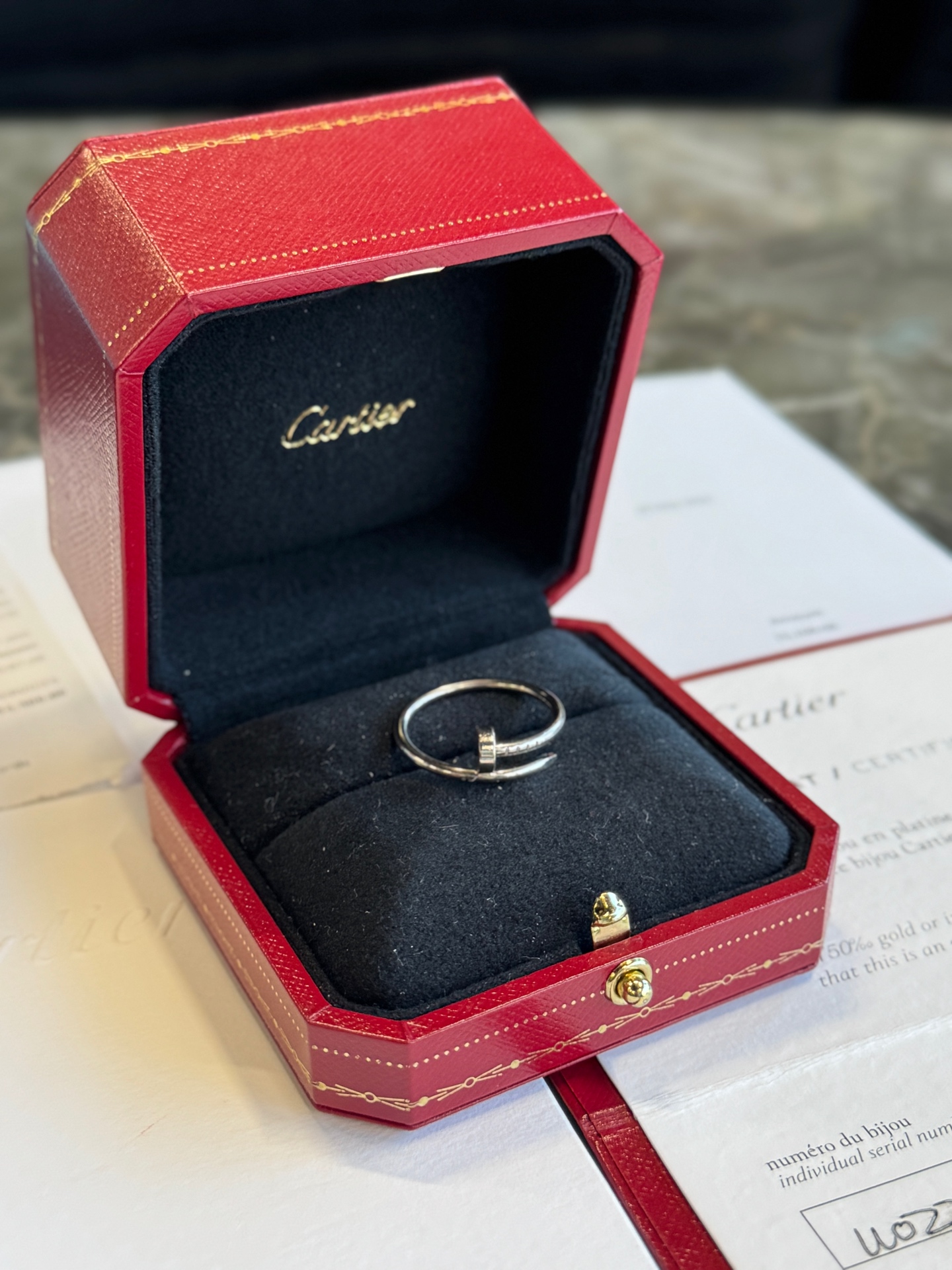 Cartier Narrow Love Ring White Gold 23 Full Set Perfect Condition Authentic - Image 2