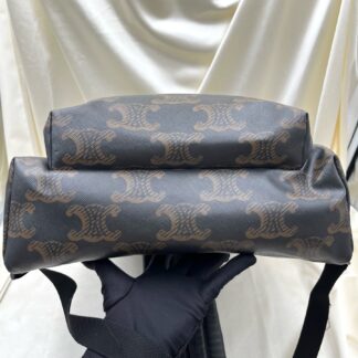 Celine Medium XL Logo Print Backpack 188382EOI-38SI Triomphe Black Lea Authentic