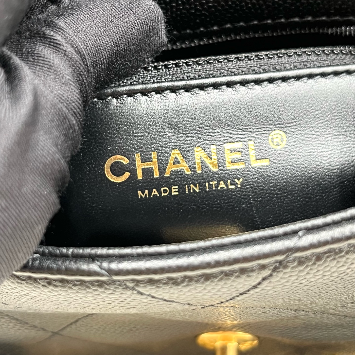 Chanel 23P/24P Love Heart Gold Ball Square Flap Bag Black Grained Calf Authentic - Image 3