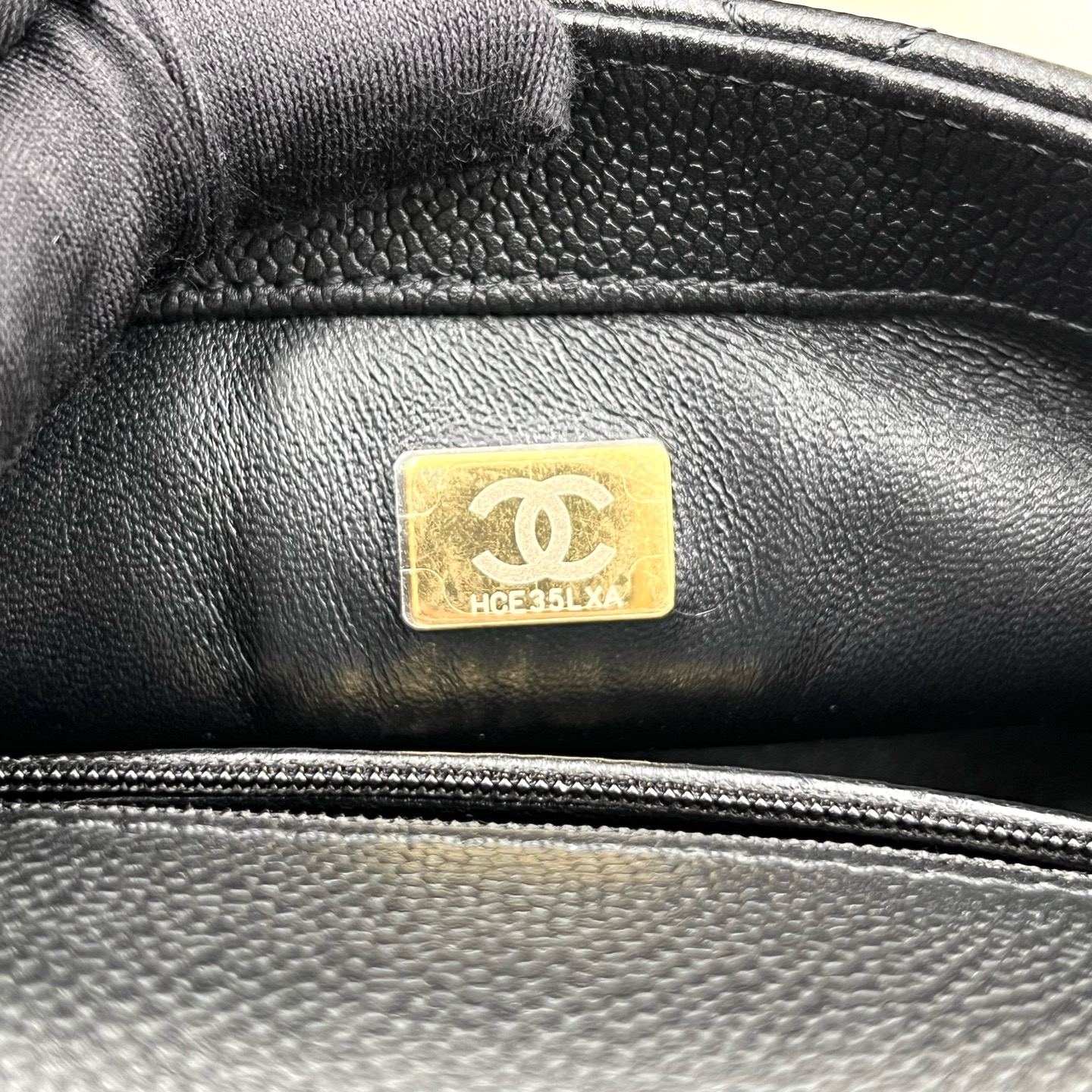 Chanel 23P/24P Love Heart Gold Ball Square Flap Bag Black Grained Calf Authentic - Image 4