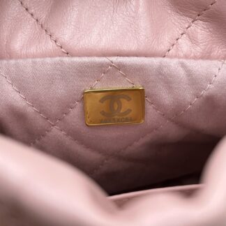 Chanel 22 Mini Flap Bag Pink Shiny Calfskin Gold Hardware Authentic