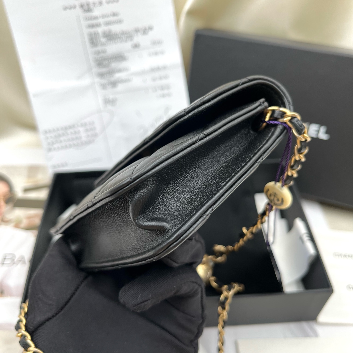 Chanel Classic Flap Small Lambskin Crossbody Bag AP1628-B02916-94305 Authentic - Image 2