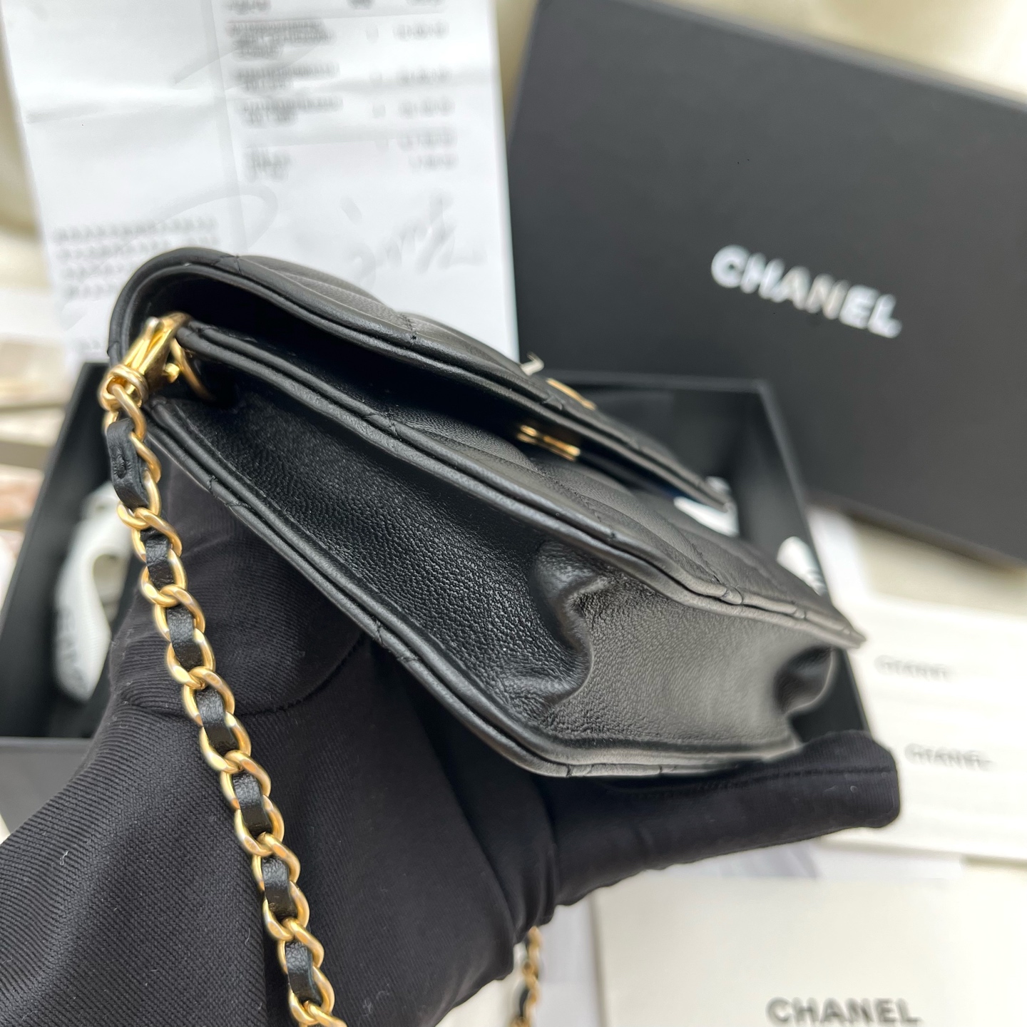 Chanel Classic Flap Small Lambskin Crossbody Bag AP1628-B02916-94305 Authentic - Image 4