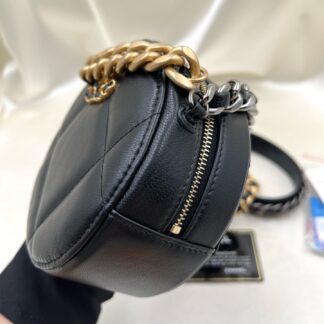 Chanel 19 Chain Evening Bag AP0945 Goatskin Round Crossbody Authentic