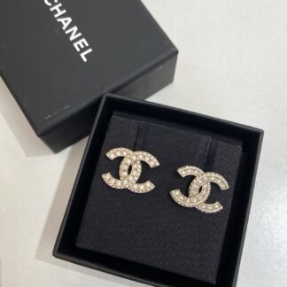 Chanel Classic CC Crystal Earrings 99% New with Box Authentic