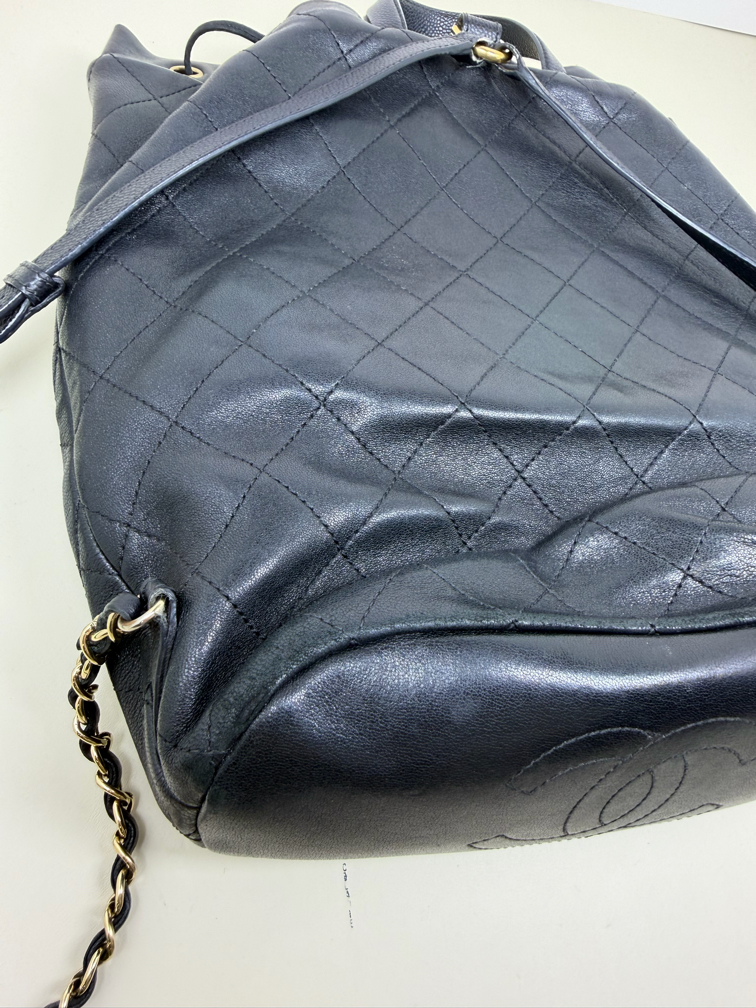 Chanel Daily Round Navy Blue Calfskin Backpack Authentic - Image 9