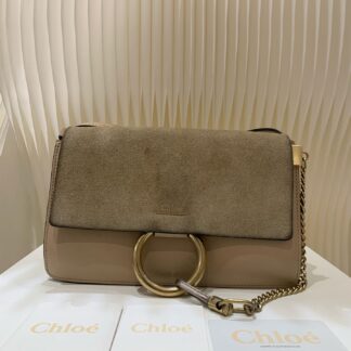 Chloe Small Round Crossbody Bag Elephant Gray Leather Authentic