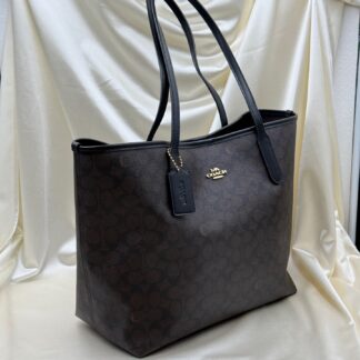 COACH City 33 Logo Tote Bag Dark Brown Authentic