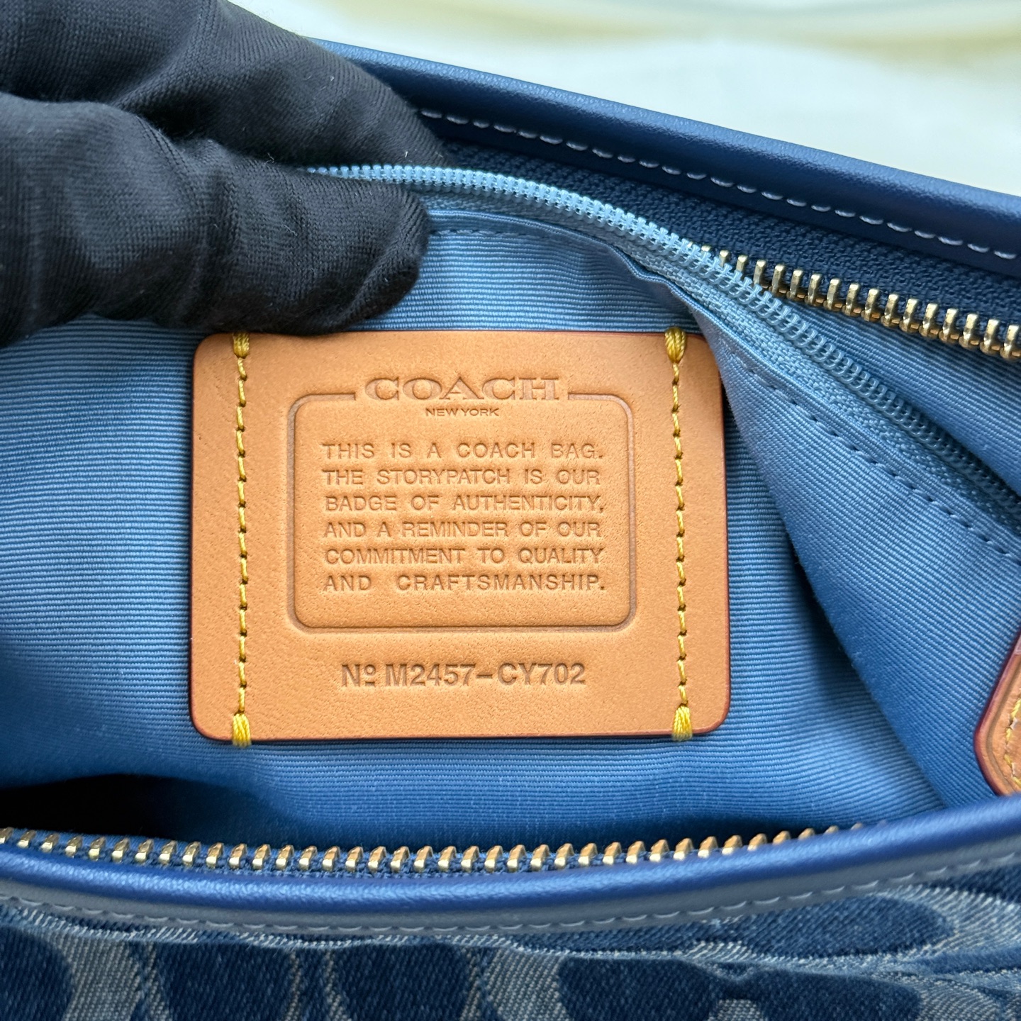COACH Laurel 31 CY702-IMXIA Denim Blue Fabric Shoulder Bag Authentic - Image 9