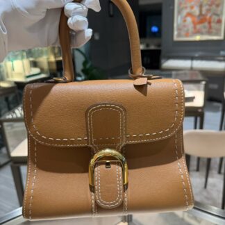 Delvaux Brillant Caramel Top Handle Bag Leather Authentic