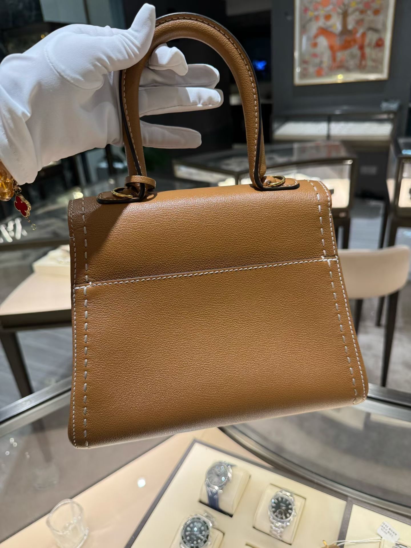 Delvaux Brillant Caramel Top Handle Bag Leather Authentic - Image 2