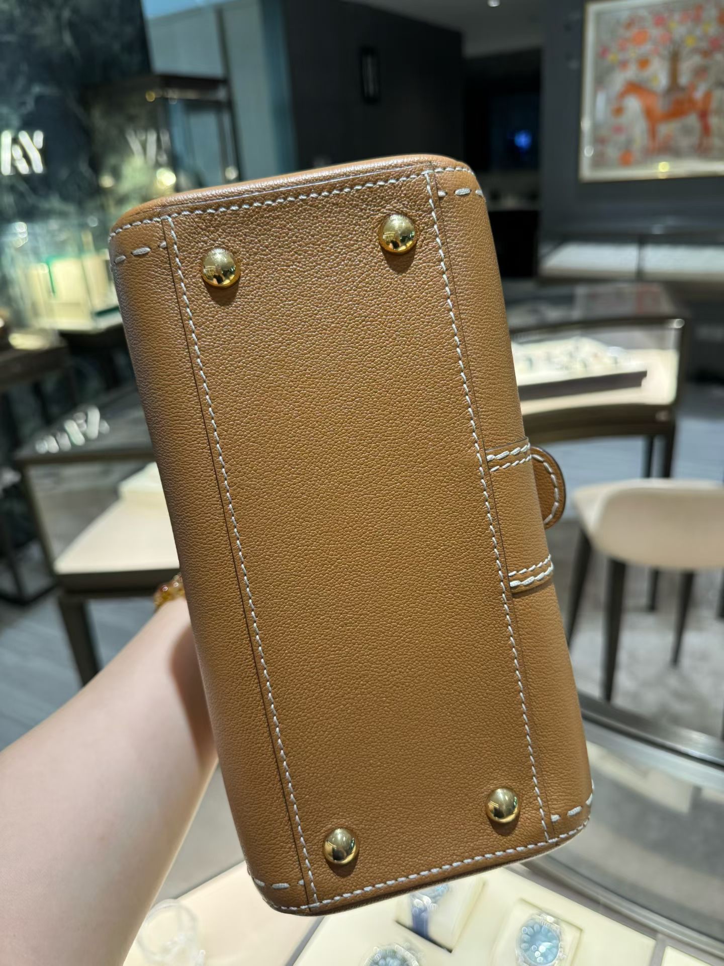 Delvaux Brillant Caramel Top Handle Bag Leather Authentic - Image 6