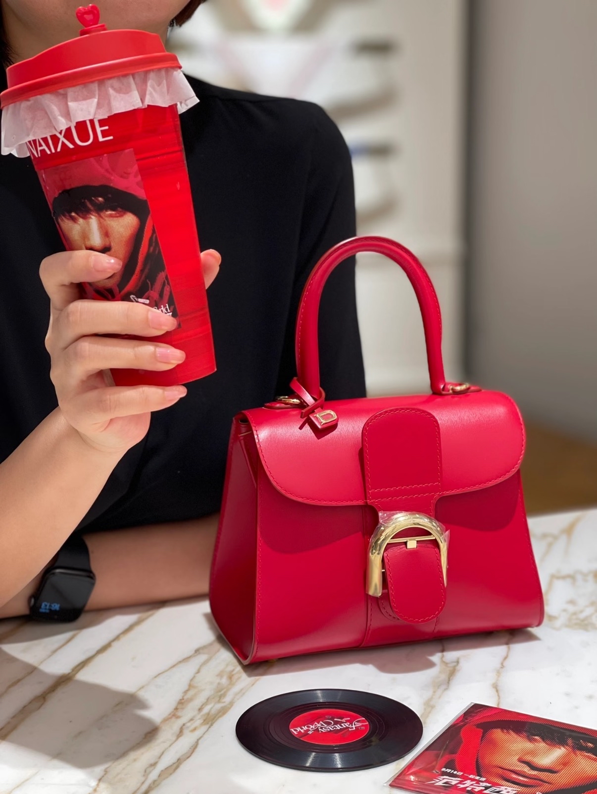 Delvaux Brillant Mini Red Grain Calfskin Gold Hardware Crossbody Bag Authentic