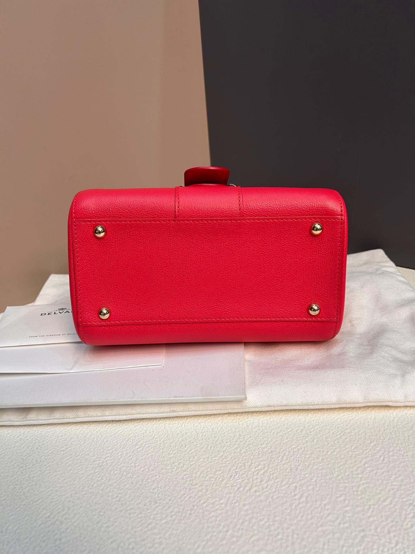 Delvaux Brillant Mini Red Grain Calfskin Gold Hardware Crossbody Bag Authentic - Image 5