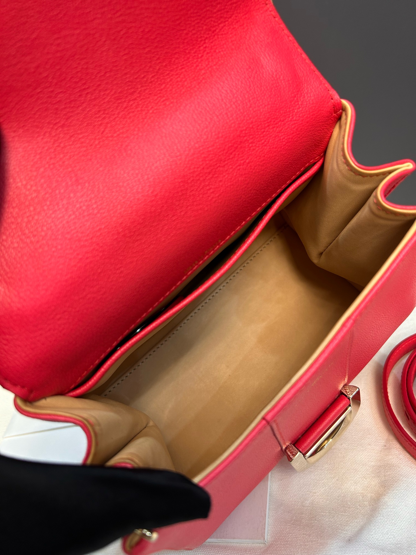 Delvaux Brillant Mini Red Grain Calfskin Gold Hardware Crossbody Bag Authentic - Image 7