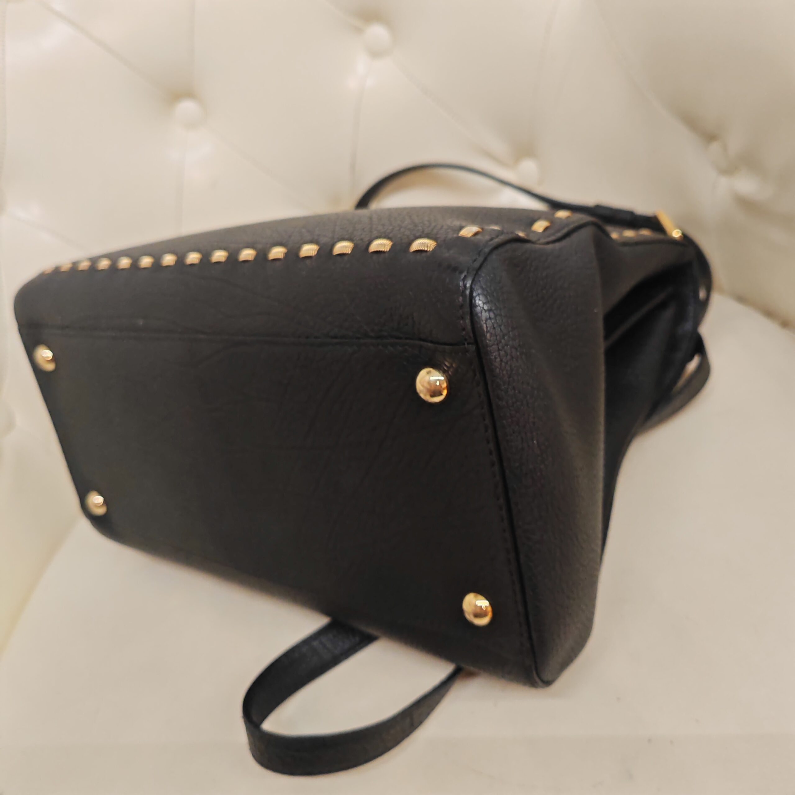 Delvaux Brilliant Black Gold Snake Chain Leather Top Handle Bag Authentic - Image 7