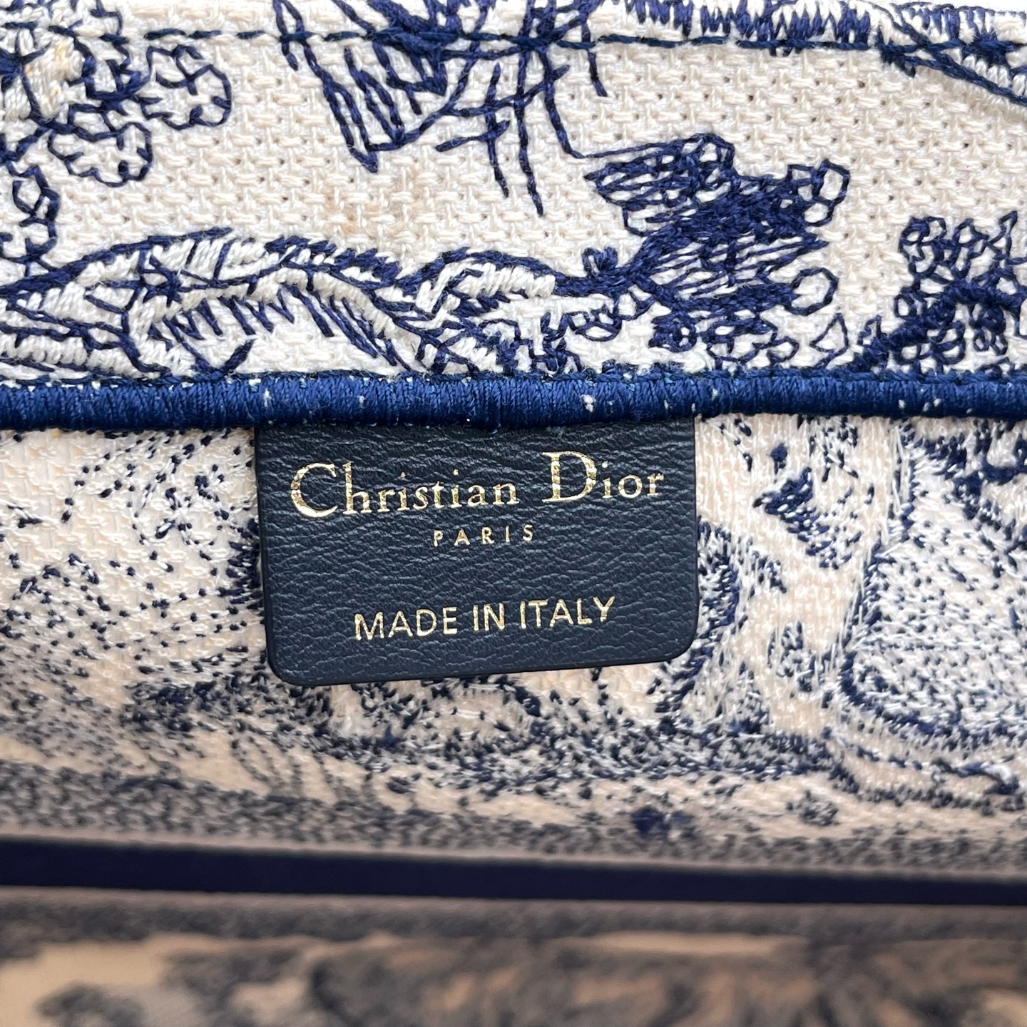 DIOR BookTote Jungle Tiger Toile de Jouy Embroidery Tote Bag Blue Authentic - Image 8