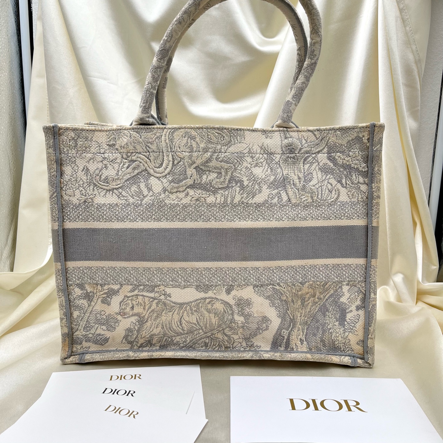 DIOR BookTote Tiger Print Embroidery Canvas Tote Bag M1296ZTDT-M932 Me Authentic - Image 6