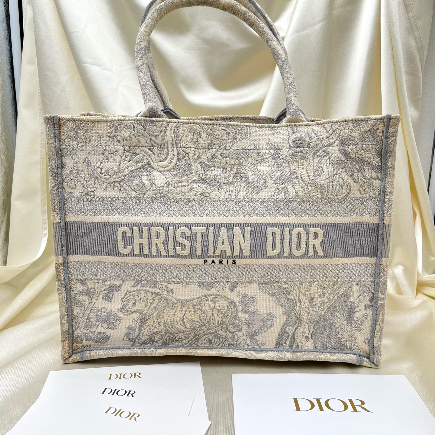 DIOR BookTote Tiger Print Embroidery Canvas Tote Bag M1296ZTDT-M932 Me Authentic - Image 8