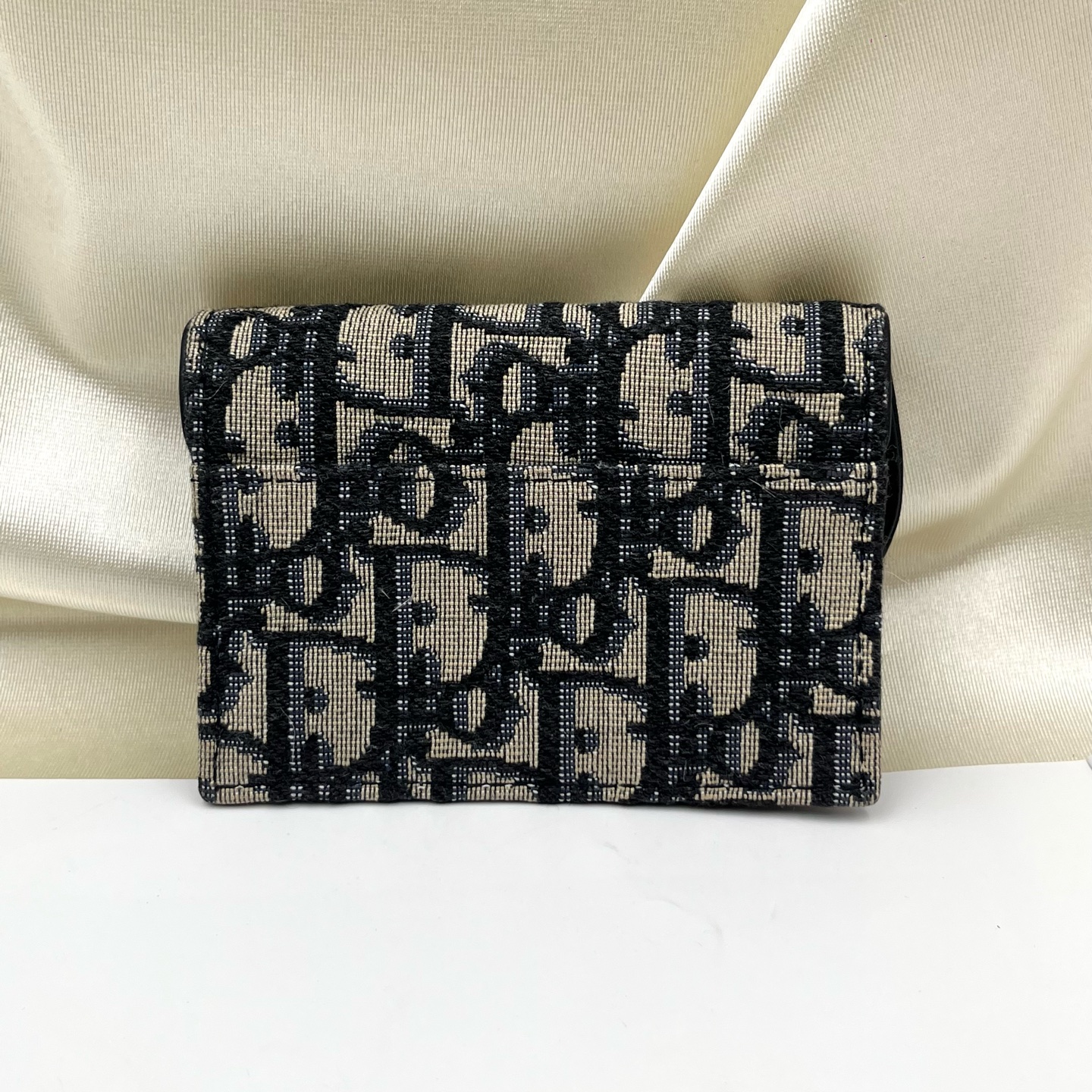 DIOR Saddle Jasmine Oblique Canvas Card Holder Coin Purse Authentic