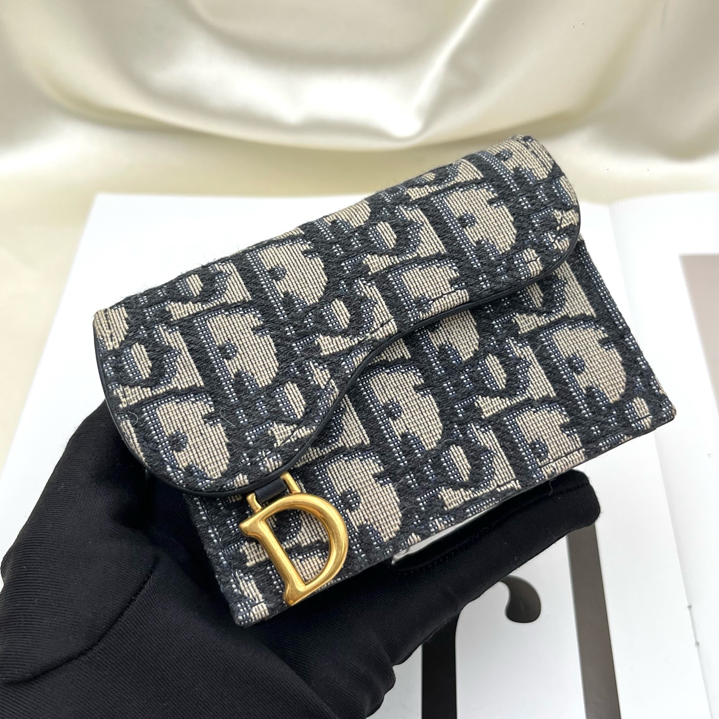 DIOR Saddle Jasmine Oblique Canvas Card Holder Coin Purse Authentic - Image 7