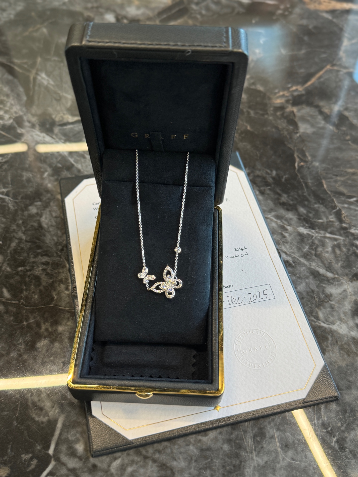 Graff Butterfly Phantom Double Pendant Diamond Necklace AB Authentic