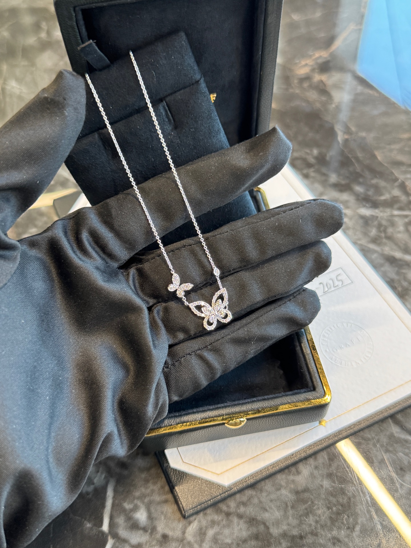 Graff Butterfly Phantom Double Pendant Diamond Necklace AB Authentic - Image 2