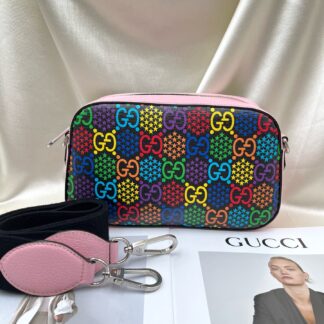 GUCCI Rainbow GG Supreme Canvas Camera Crossbody Bag Small Authentic