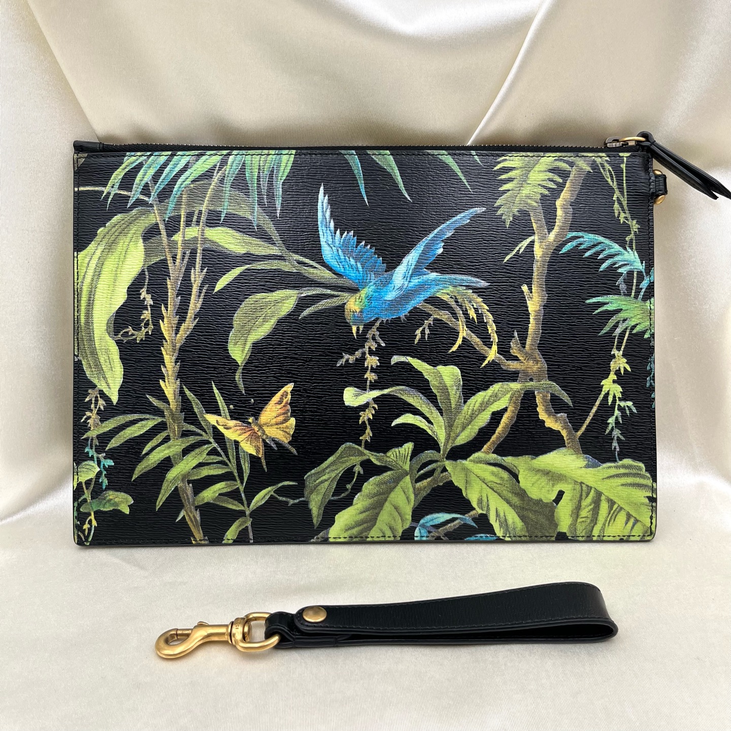 GUCCI Floral Print Leather Pouch Clutch 31cm Authentic - Image 8