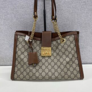 Gucci Padlock Medium Shoulder Bag Caramel Leather Authentic