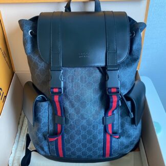Gucci GG Supreme Canvas Shoulder Bag Black/Gray Tote Authentic