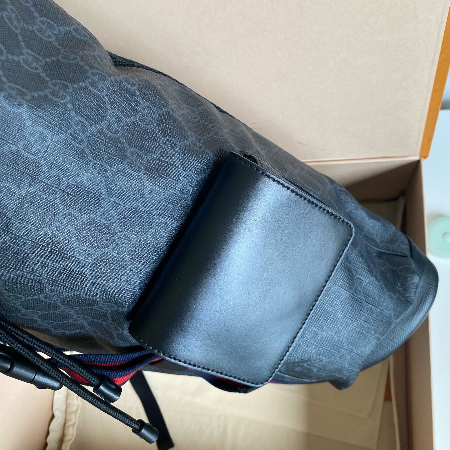 Gucci GG Supreme Canvas Shoulder Bag Black/Gray Tote Authentic - Image 4
