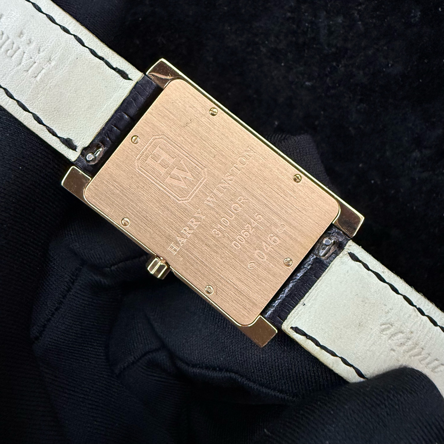 HW Harry Winston 18k Rose Gold Diamond 26x40mm MOP Dial Quartz Ladies Authentic - Image 3