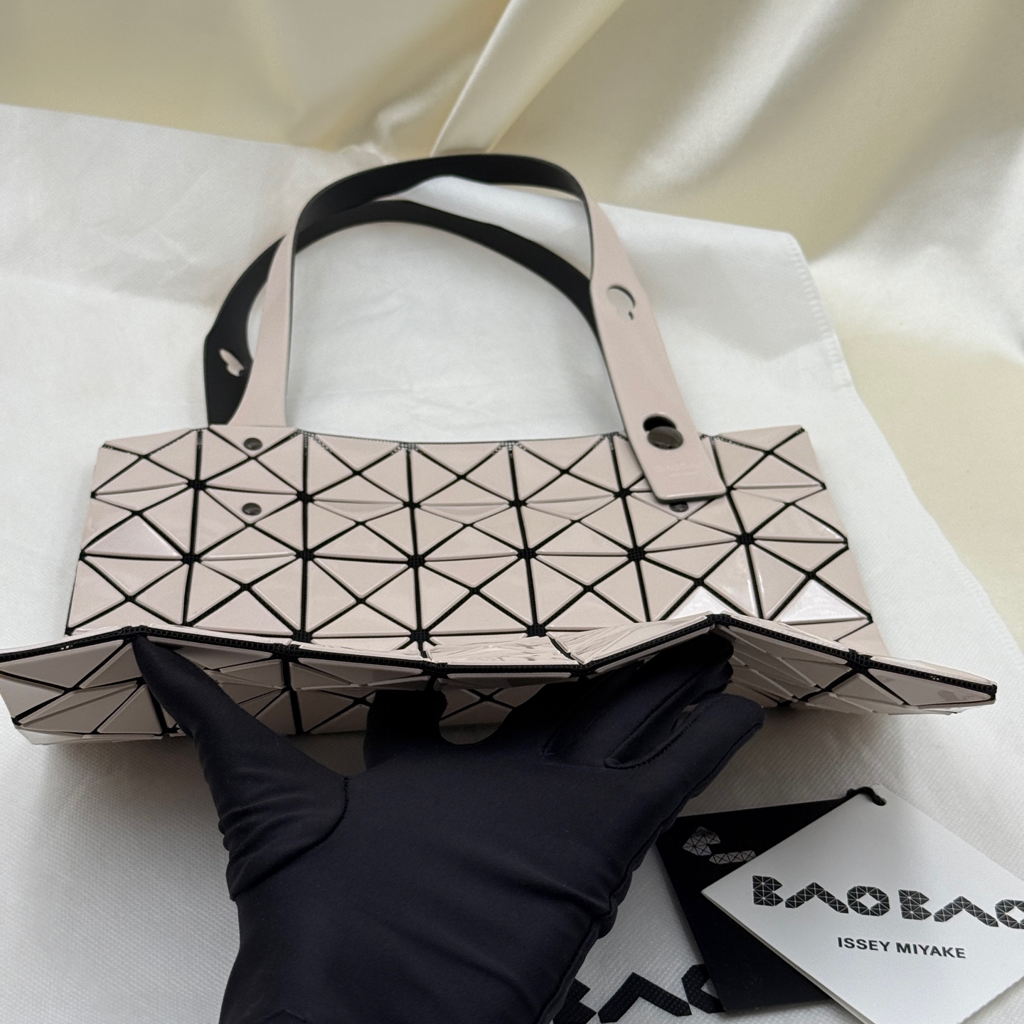 ISSEY MIYAKE Prism 7-Grid Tote Bag Beige PVC Authentic - Image 2