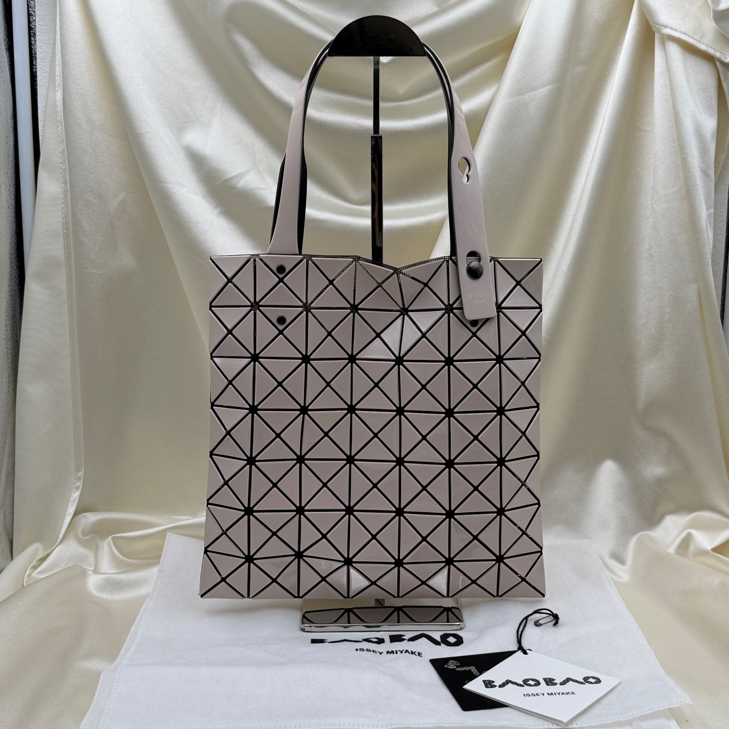ISSEY MIYAKE Prism 7-Grid Tote Bag Beige PVC Authentic - Image 8