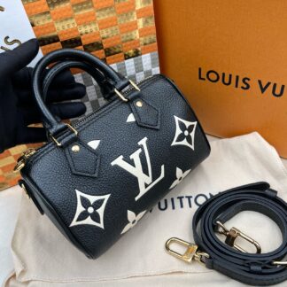 Louis Vuitton Speedy Nano M81456 Monogram Empreinte Black Leather Bag Authentic