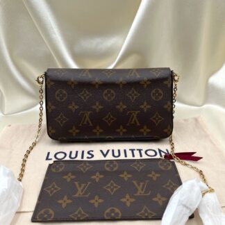 Louis Vuitton Félicie Pochette Monogram Coated Canvas Crossbody Bag Authentic