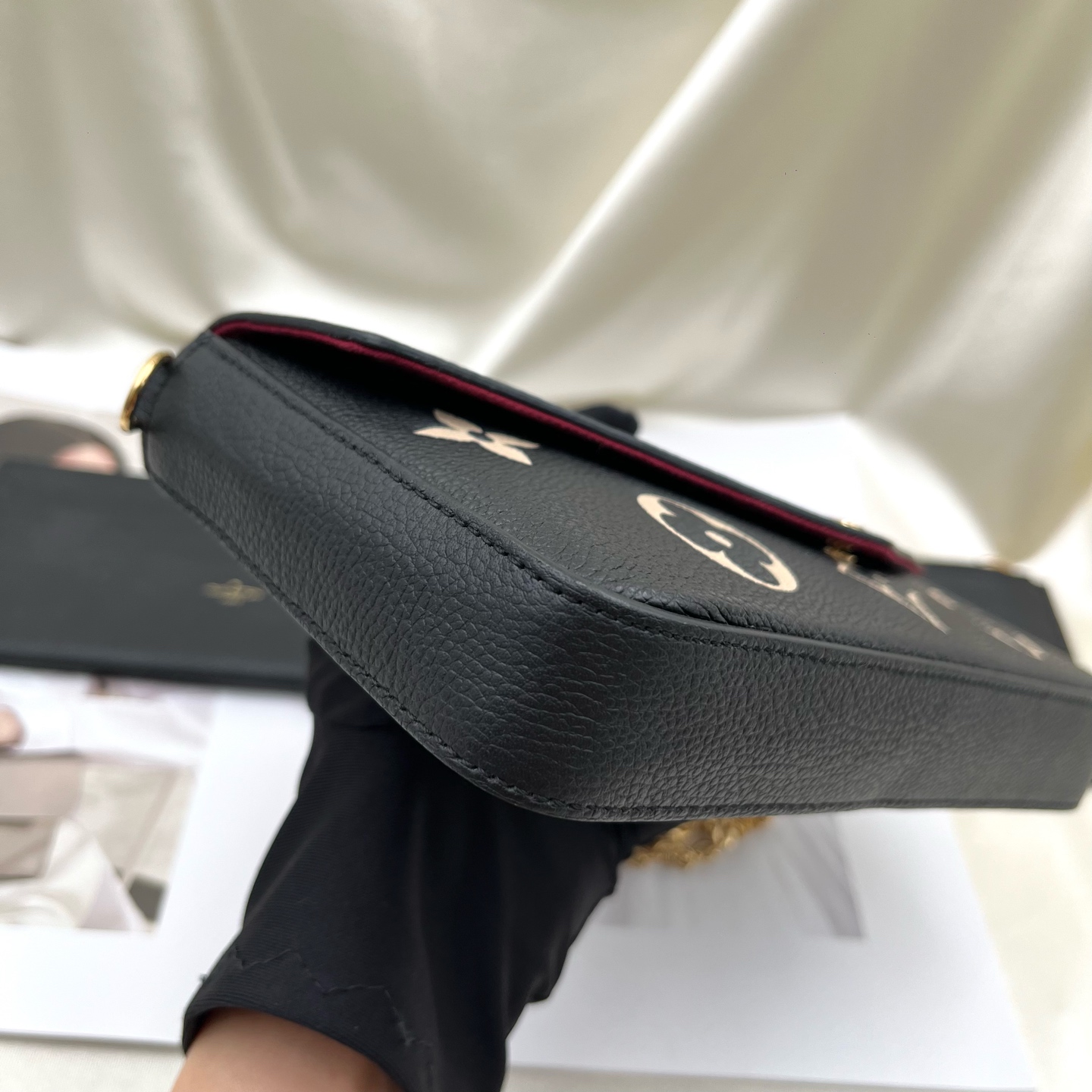 Louis Vuitton M80482 Black Calfskin Pochette Félicie Envelope Crossbod Authentic - Image 5