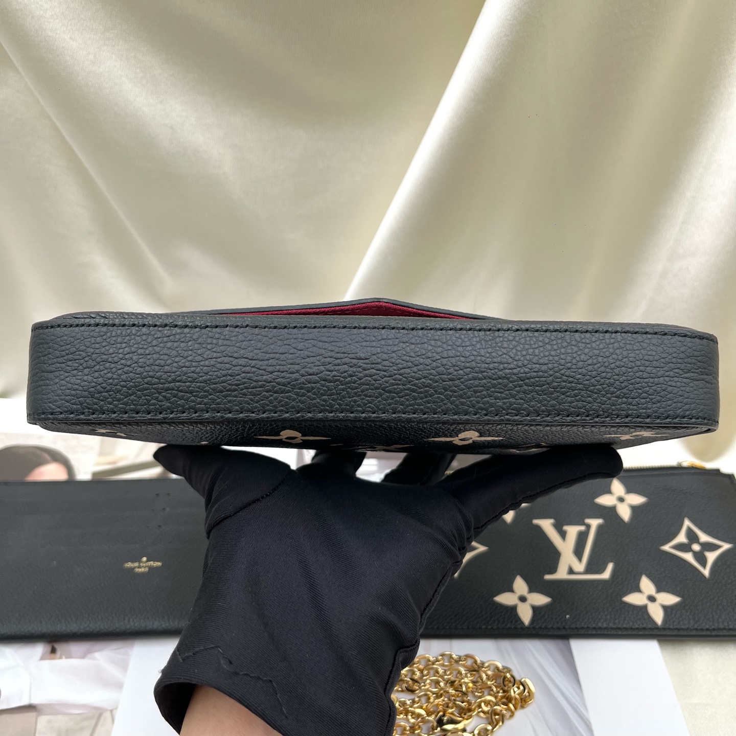 Louis Vuitton M80482 Black Calfskin Pochette Félicie Envelope Crossbod Authentic - Image 7