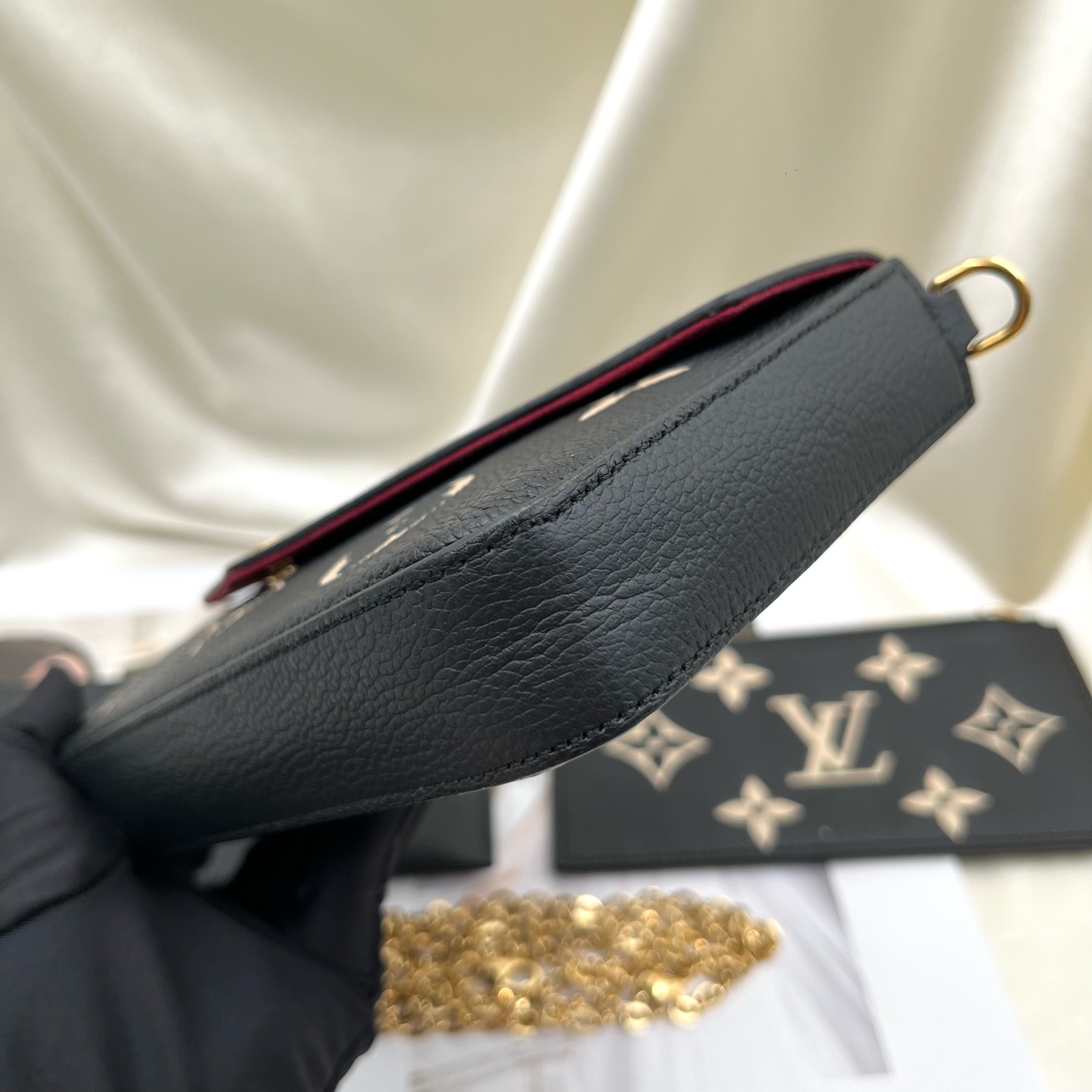 Louis Vuitton M80482 Black Calfskin Pochette Félicie Envelope Crossbod Authentic - Image 8