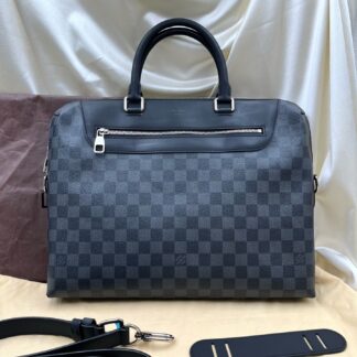 Louis Vuitton N48260 Damier Graphite Canvas Leather Briefcase Shoulder Authentic