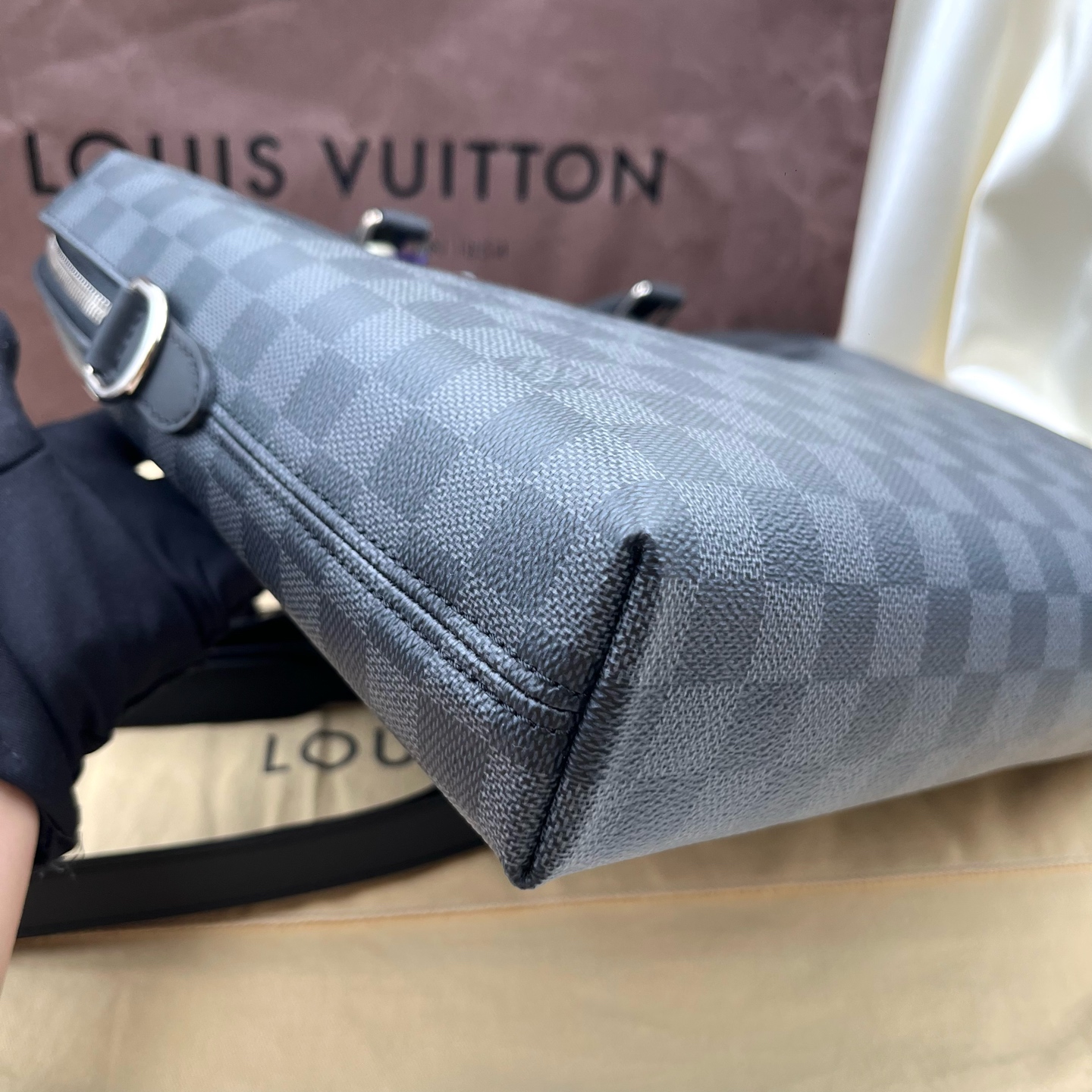 Louis Vuitton N48260 Damier Graphite Canvas Leather Briefcase Shoulder Authentic - Image 4