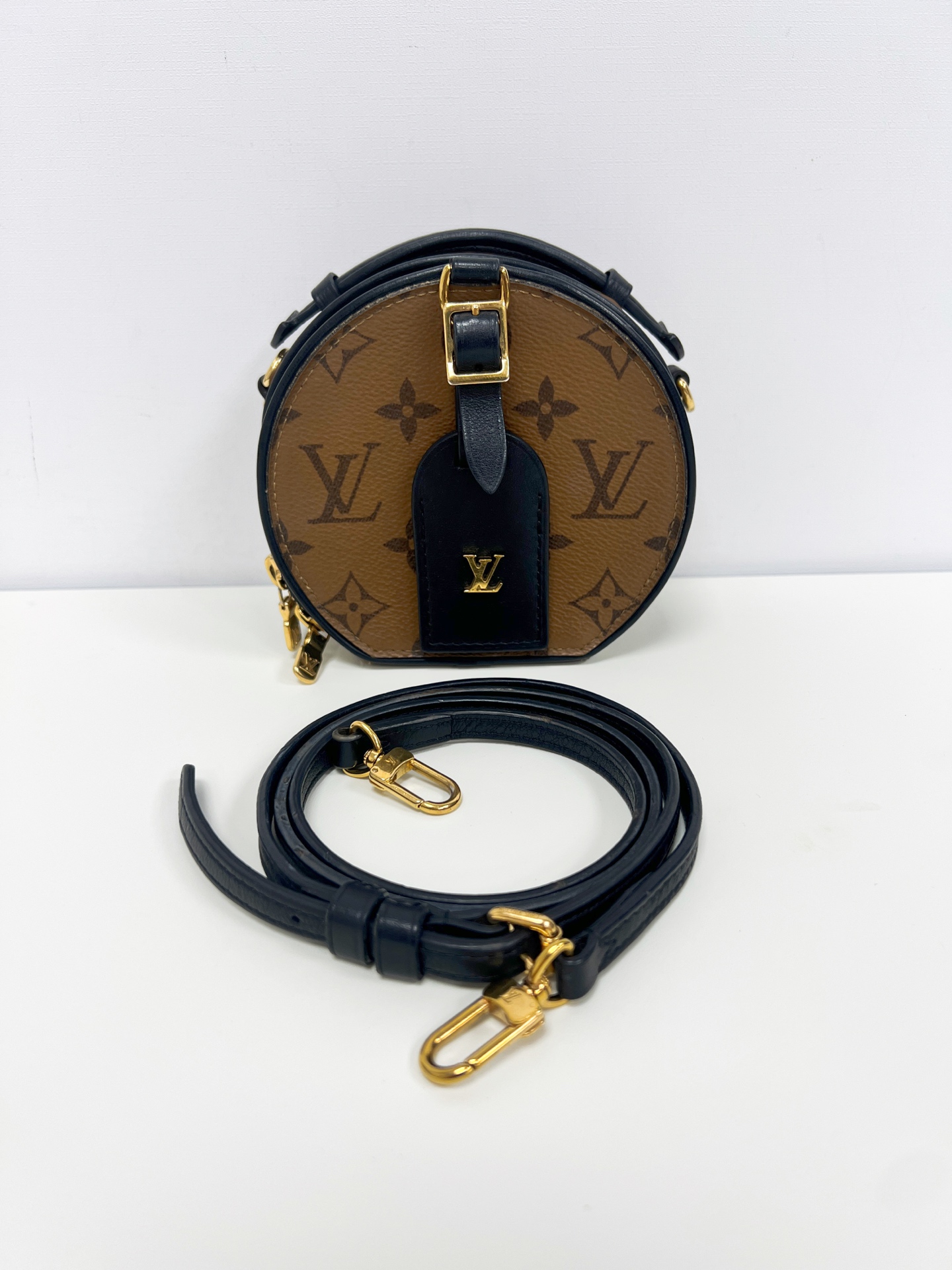 LV Louis Vuitton Boite Chapeau Mini Monogram Brown Crossbody Authentic
