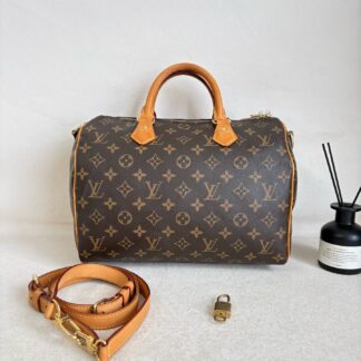 Louis Vuitton Speedy 30 Shoulder Bag MB2146 Monogram Canvas Authentic