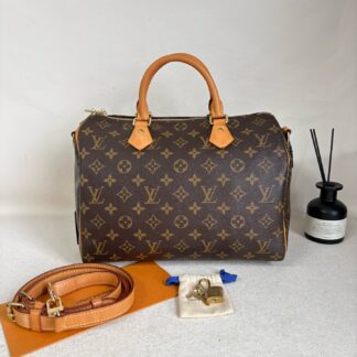 Louis Vuitton Speedy 30 Shoulder Strap MB2117 Monogram Canvas Authentic