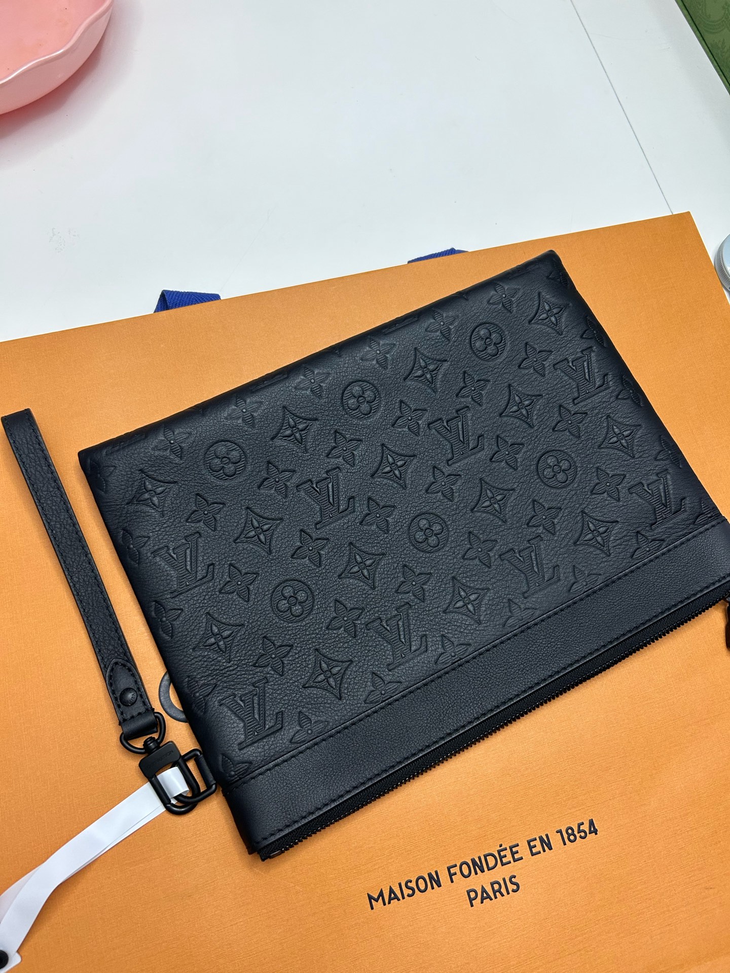 LV Louis Vuitton Pochette Tog Men's Handbag Briefcase Wash Bag Black M Authentic - Image 6